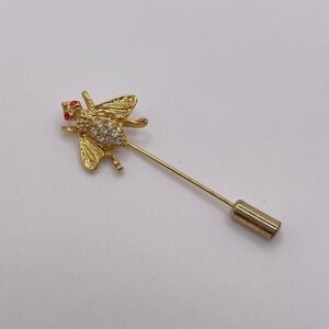 VTG 60s Oddity Bee Fly Hair Stick Pin Jewelry Retro Unique Rhinestone Whimsical